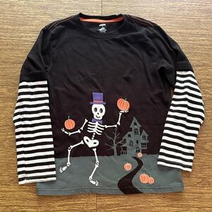 Gymboree Black and Gray Skeleton Long Sleeve Tee